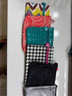 8 Colorful Assorted Zip Pouches - Multicolor Set Makeup bags